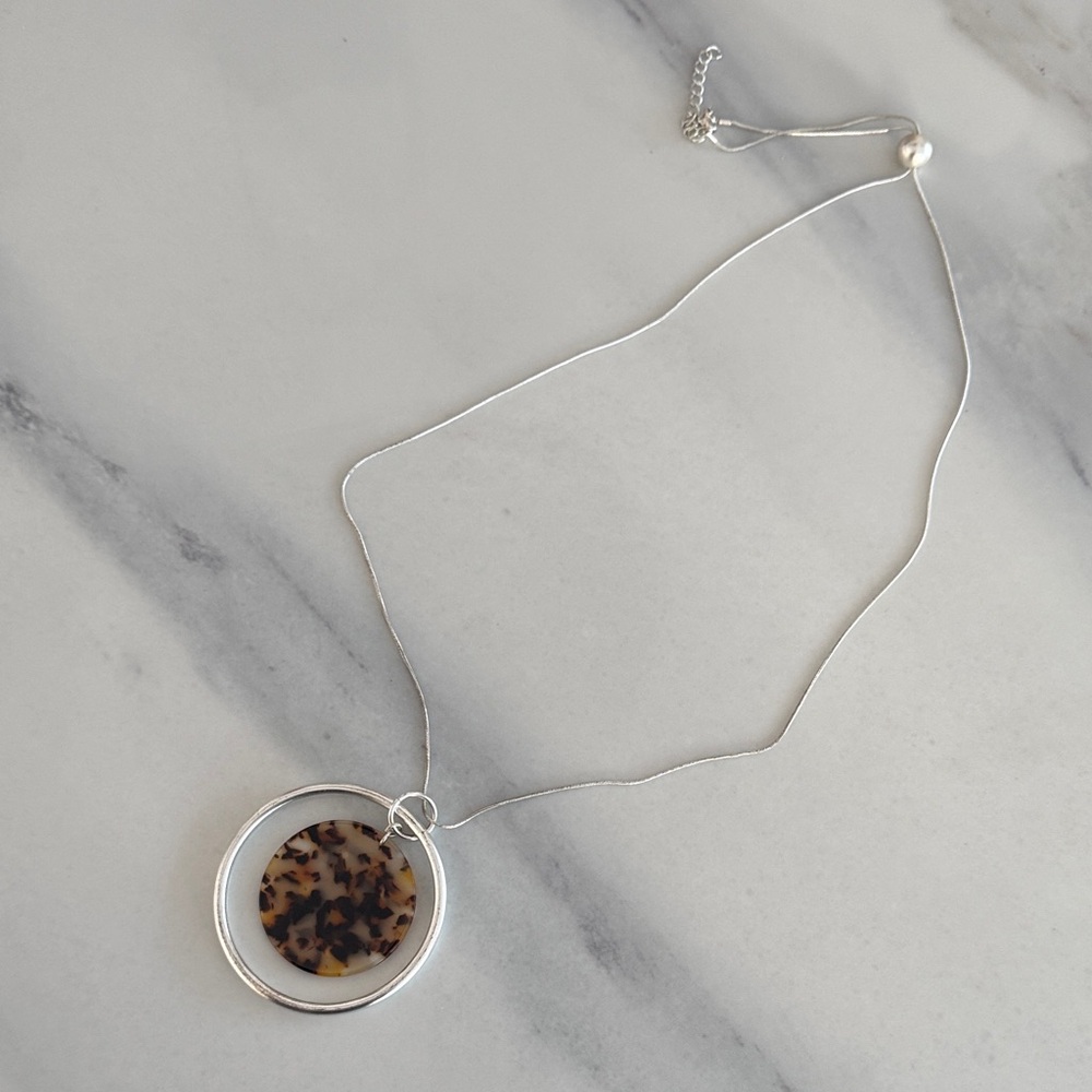 Silver and Brown Pendant Necklace